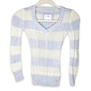 Justice Blue Striped Winter Ribbed Long Sleeve Sweater Size 10
